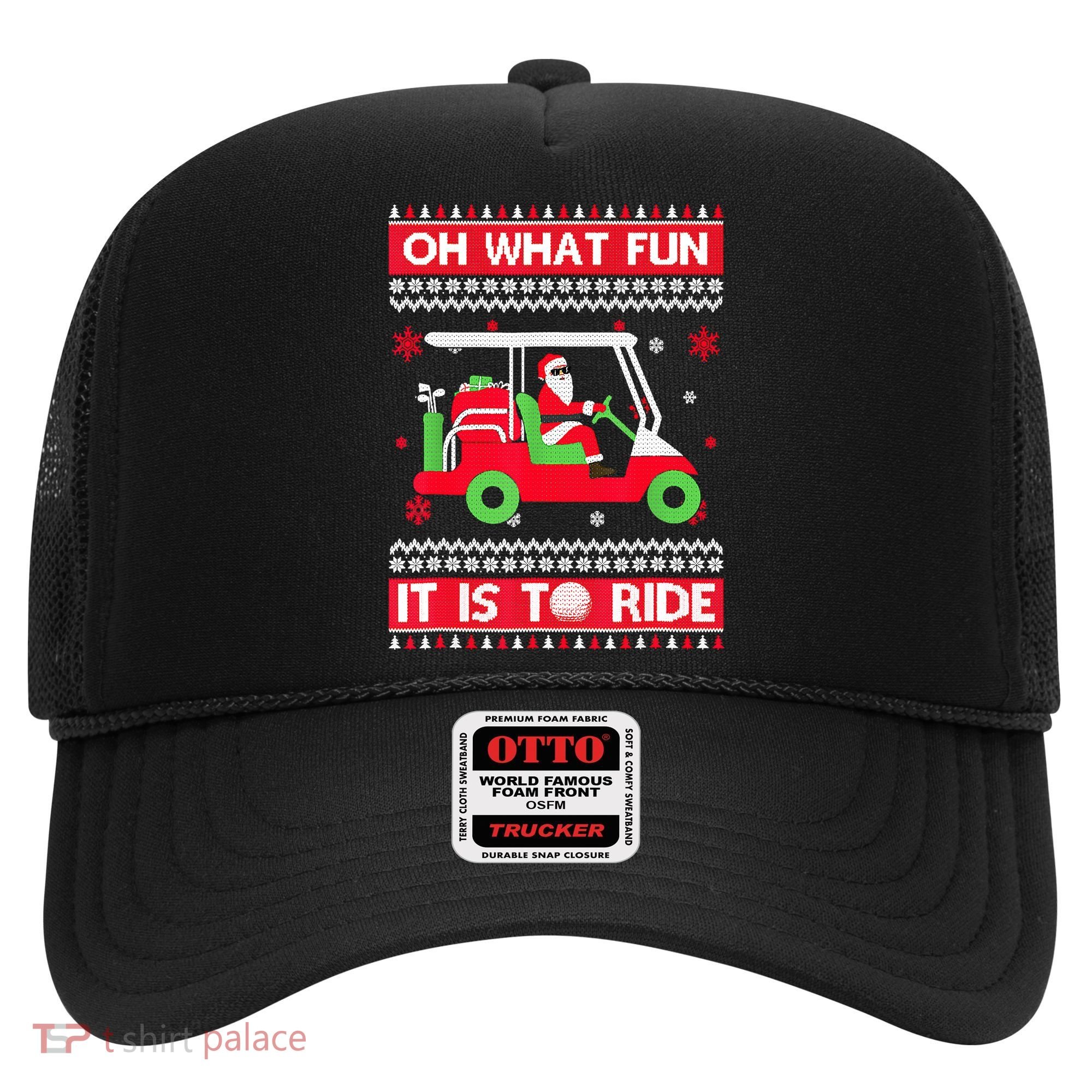 Oh What Fun It Is To Ride Golf Cart Christmas Golfing Golfer Hat