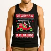 Oh What Fun It Is To Ride Golf Cart Christmas Golfing Golfer Tank Top thumb 3