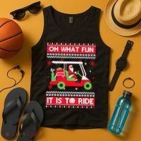 Oh What Fun It Is To Ride Golf Cart Christmas Golfing Golfer Tank Top thumb 4