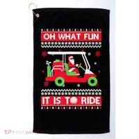Oh What Fun It Is To Ride Golf Cart Christmas Golfing Golfer Golf Towel thumb 0