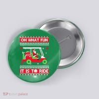 Oh What Fun It Is To Ride Golf Cart Christmas Golfing Golfer Button thumb 0