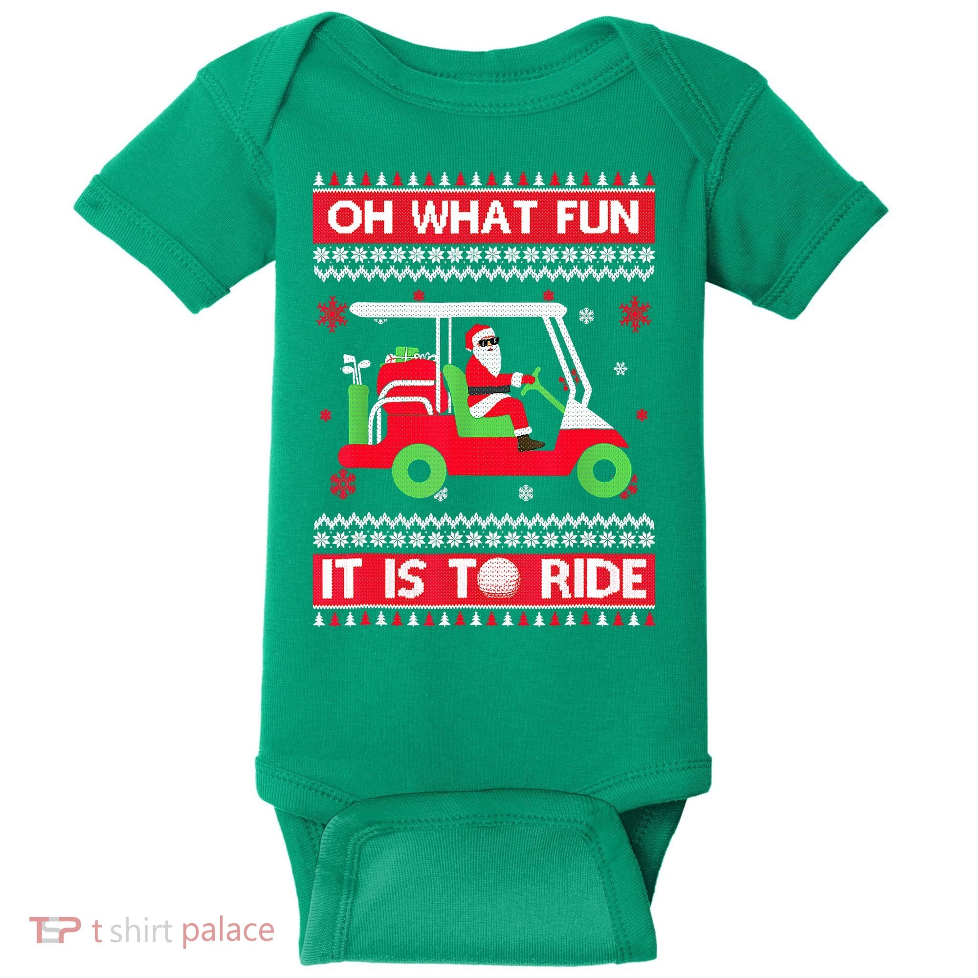 Oh What Fun It Is To Ride Golf Cart Christmas Golfing Golfer Baby Bodysuit