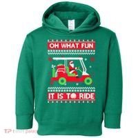 Oh What Fun It Is To Ride Golf Cart Christmas Golfing Golfer Toddler Hoodie thumb 0