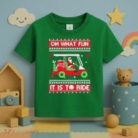Oh What Fun It Is To Ride Golf Cart Christmas Golfing Golfer Toddler T-Shirt thumb 3