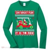 Oh What Fun It Is To Ride Golf Cart Christmas Golfing Golfer Women's Long Sleeve Shirt thumb 0