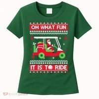Oh What Fun It Is To Ride Golf Cart Christmas Golfing Golfer Women's T-Shirt thumb 0