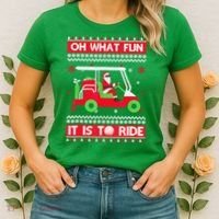 Oh What Fun It Is To Ride Golf Cart Christmas Golfing Golfer Women's T-Shirt thumb 2