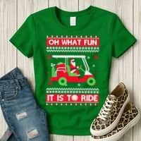 Oh What Fun It Is To Ride Golf Cart Christmas Golfing Golfer Women's T-Shirt thumb 3