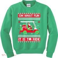 Oh What Fun It Is To Ride Golf Cart Christmas Golfing Golfer Kids Sweatshirt thumb 0