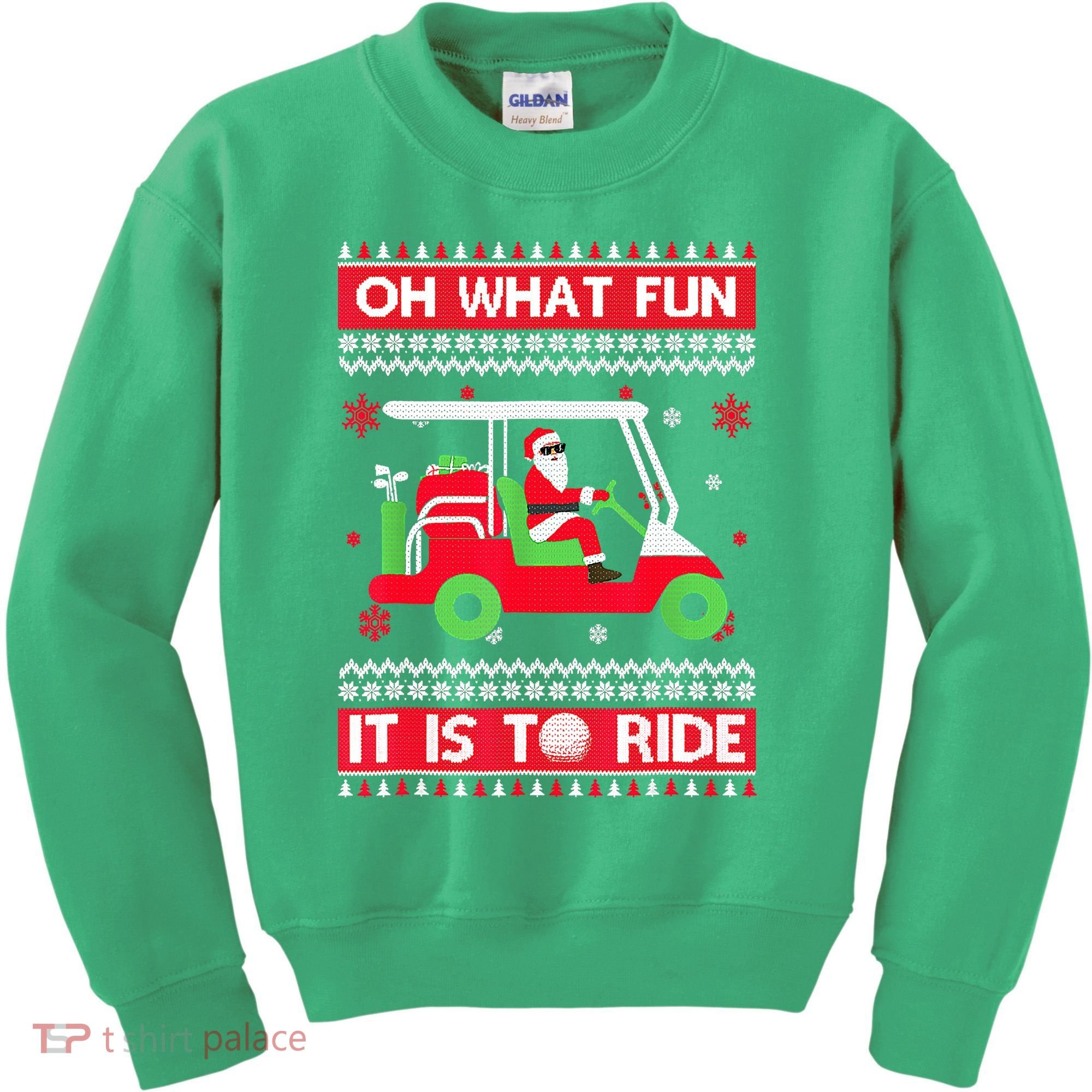 Oh What Fun It Is To Ride Golf Cart Christmas Golfing Golfer Kids Sweatshirt