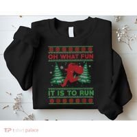 Oh What Fun It Is To Run Christmas Running Santa Run Sweatshirt thumb 2