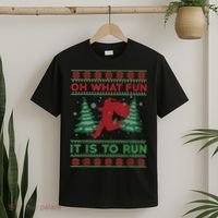 Oh What Fun It Is To Run Christmas Running Santa Run T-Shirt thumb 2