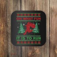 Oh What Fun It Is To Run Christmas Running Santa Run Coaster thumb 0