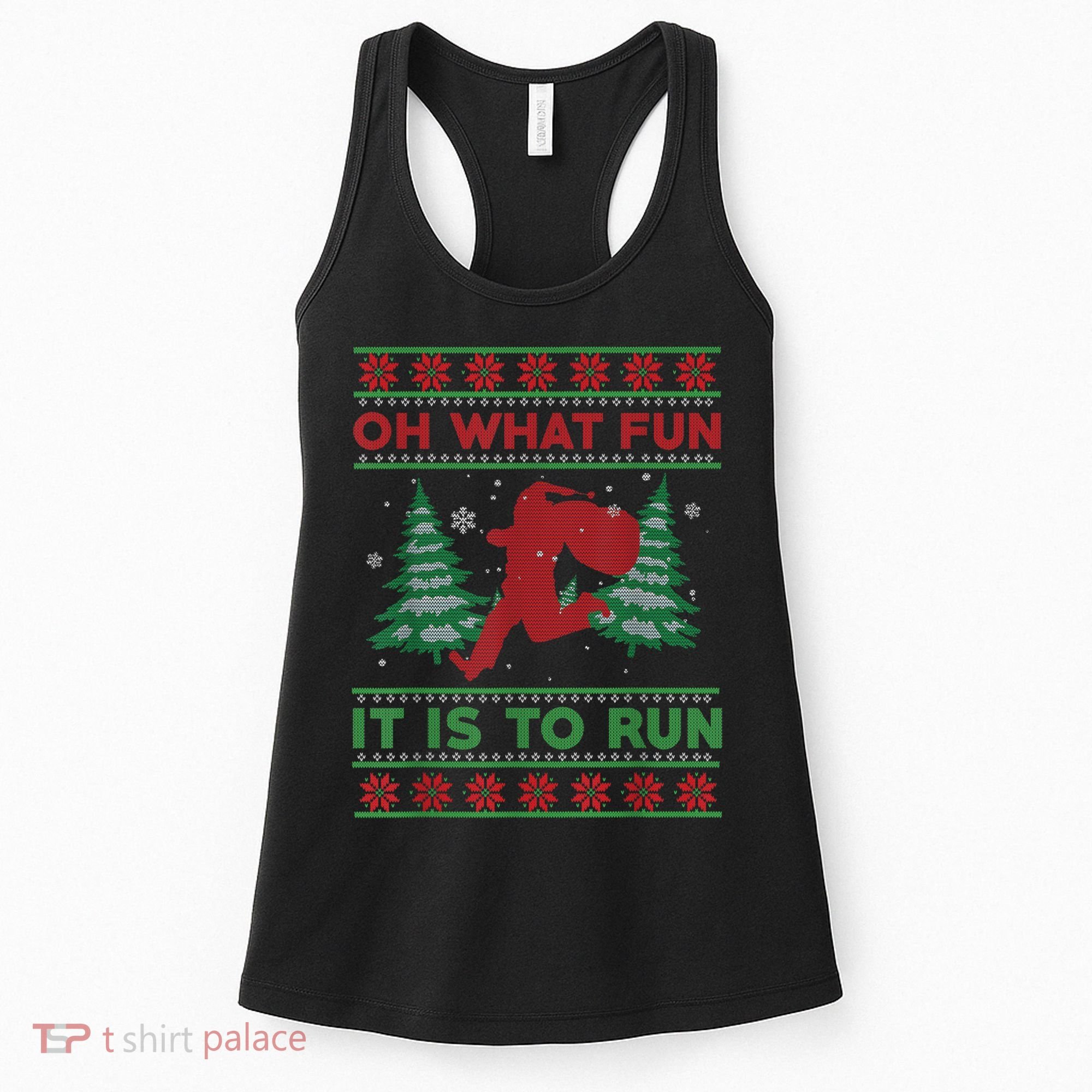 Oh What Fun It Is To Run Christmas Running Santa Run Women's Tank Top