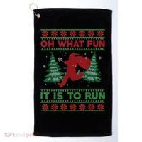 Oh What Fun It Is To Run Christmas Running Santa Run Golf Towel thumb 0