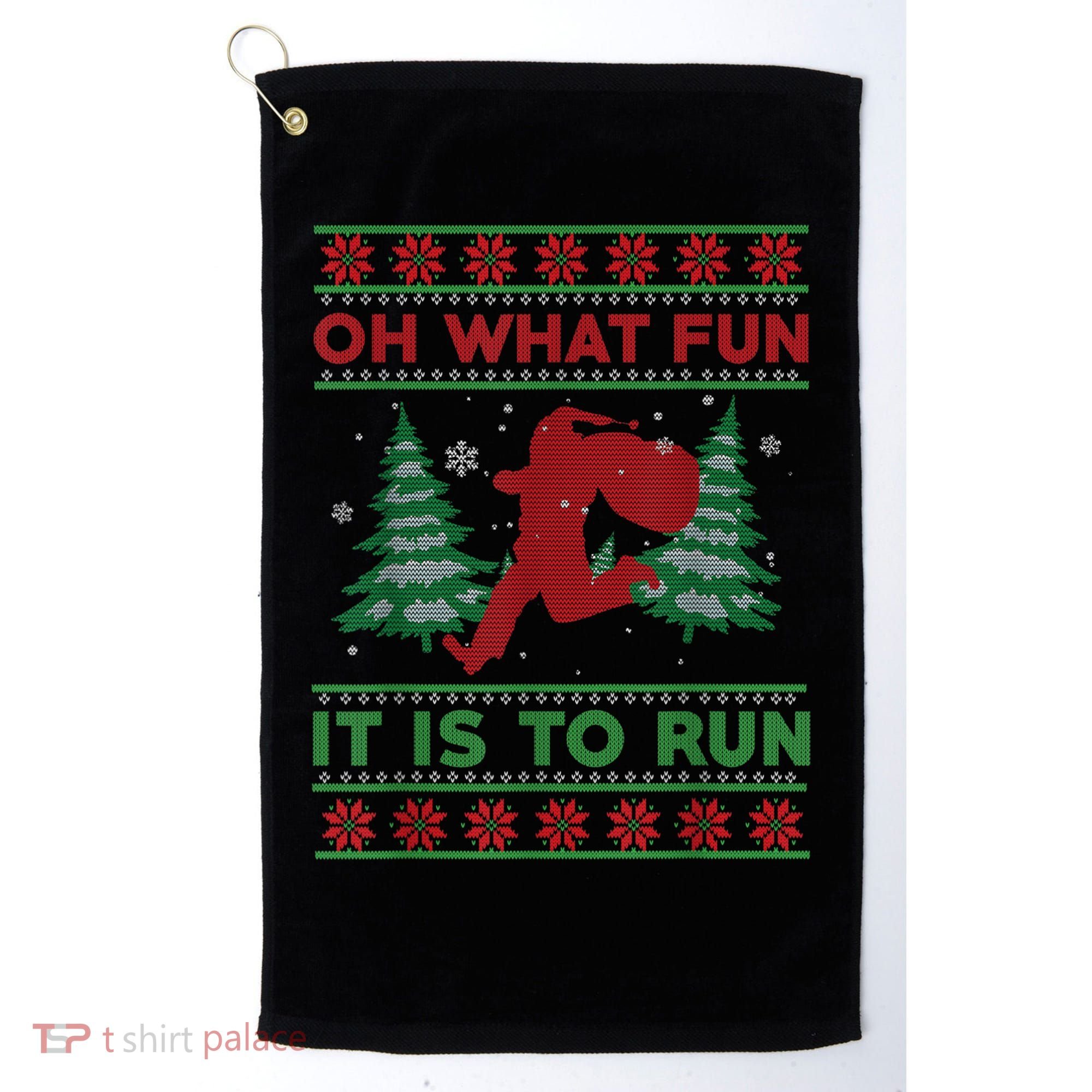 Oh What Fun It Is To Run Christmas Running Santa Run Golf Towel