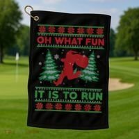 Oh What Fun It Is To Run Christmas Running Santa Run Golf Towel thumb 1