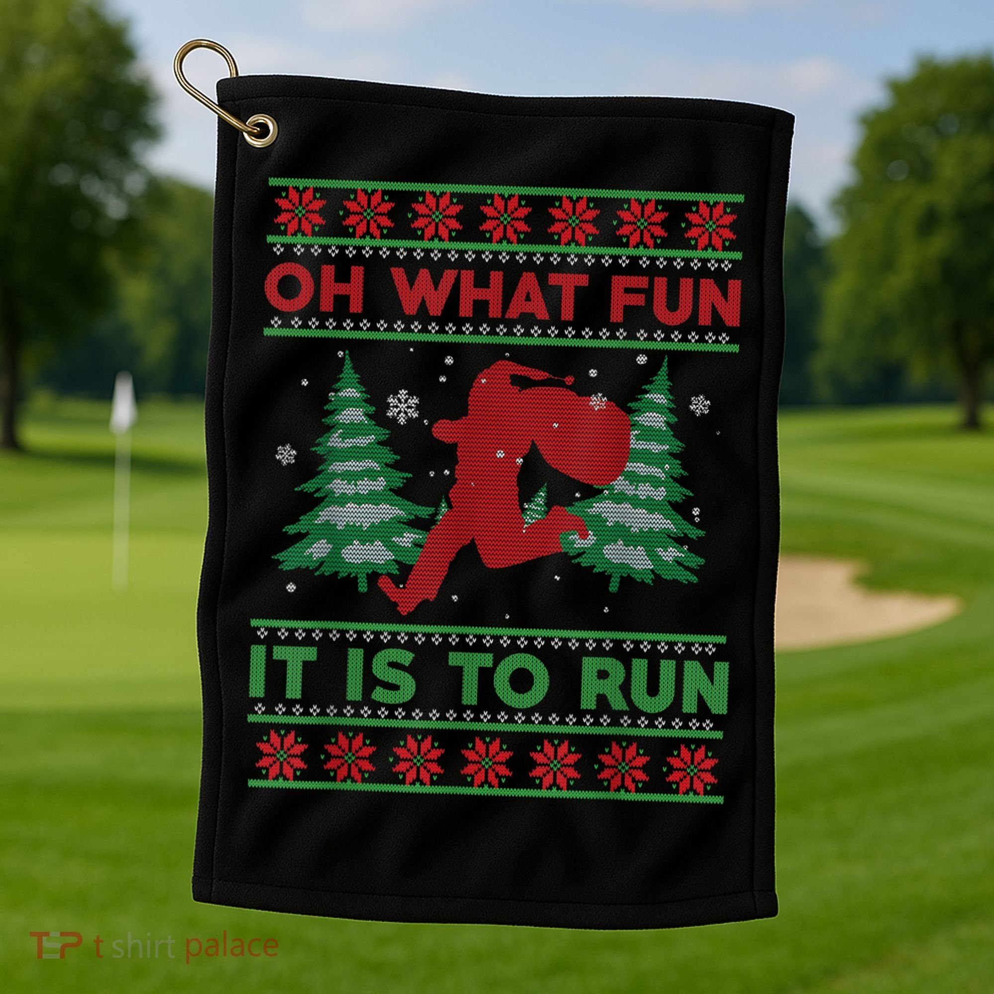 Oh What Fun It Is To Run Christmas Running Santa Run Golf Towel