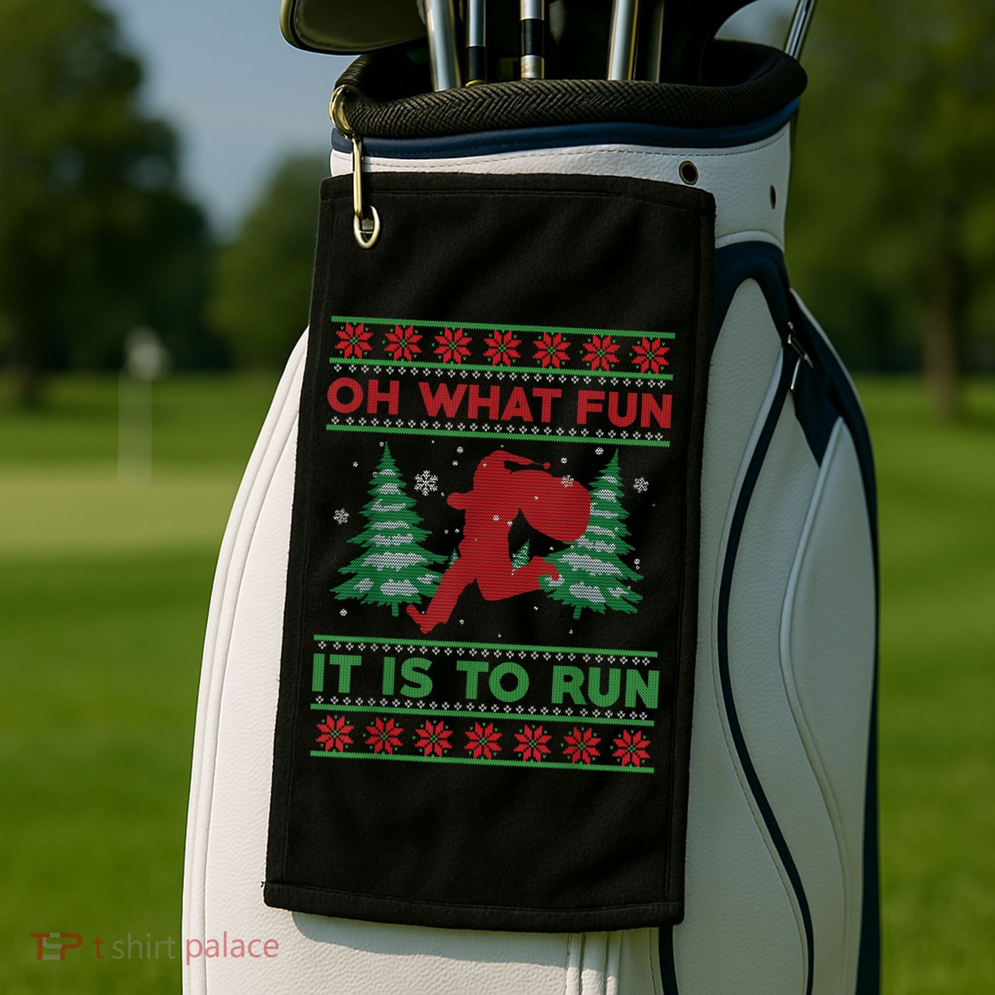 Oh What Fun It Is To Run Christmas Running Santa Run Golf Towel