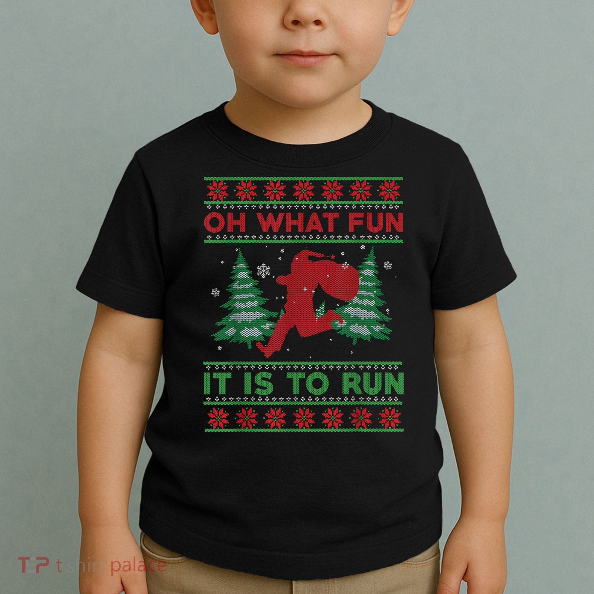 Oh What Fun It Is To Run Christmas Running Santa Run Toddler T-Shirt