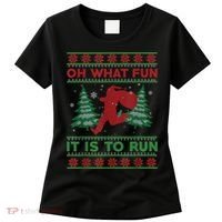 Oh What Fun It Is To Run Christmas Running Santa Run Women's T-Shirt thumb 0