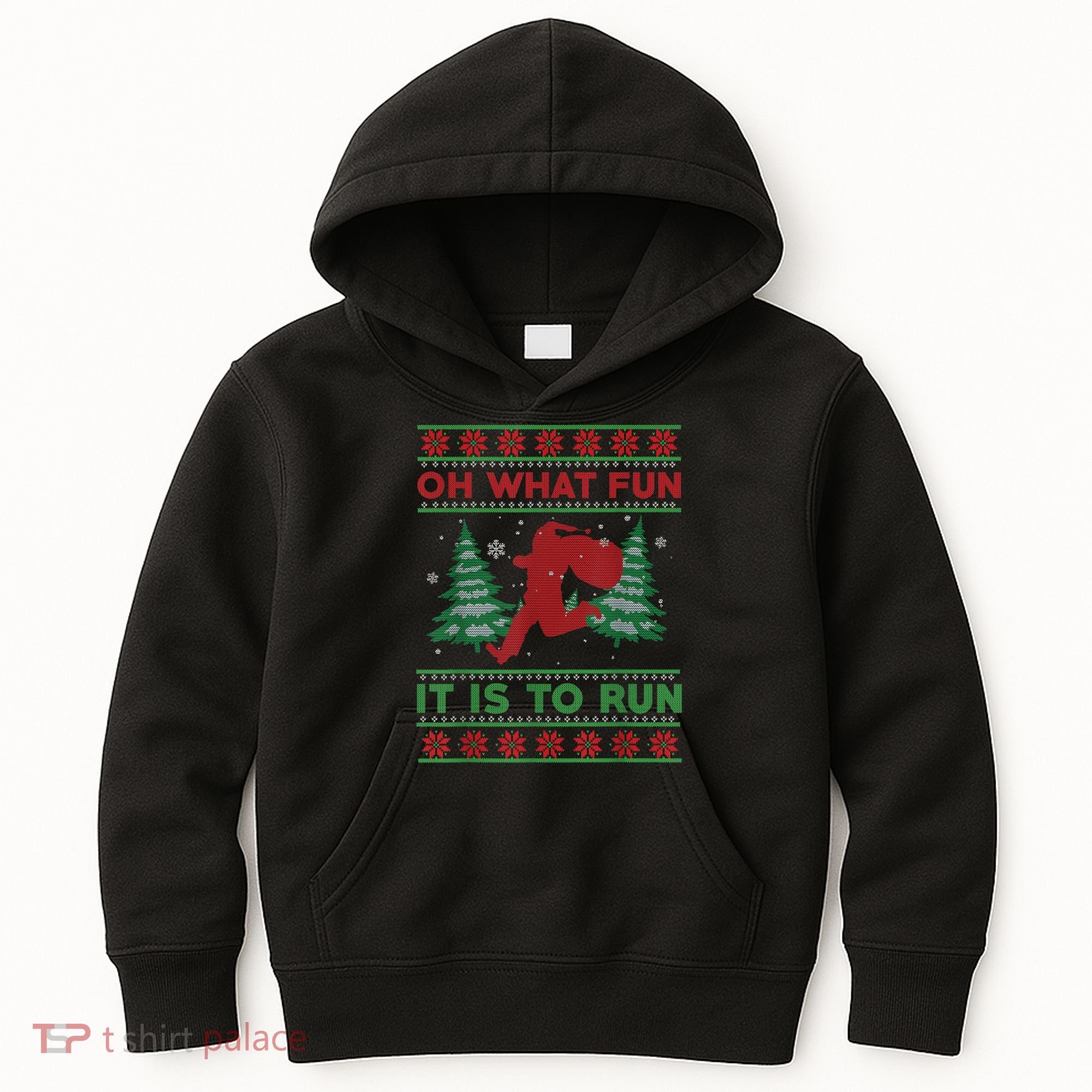 Oh What Fun It Is To Run Christmas Running Santa Run Kids Hoodie