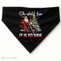Oh What Fun It Is To Ride Santa Motorcycle  USA-Made Doggie Bandana thumb 0