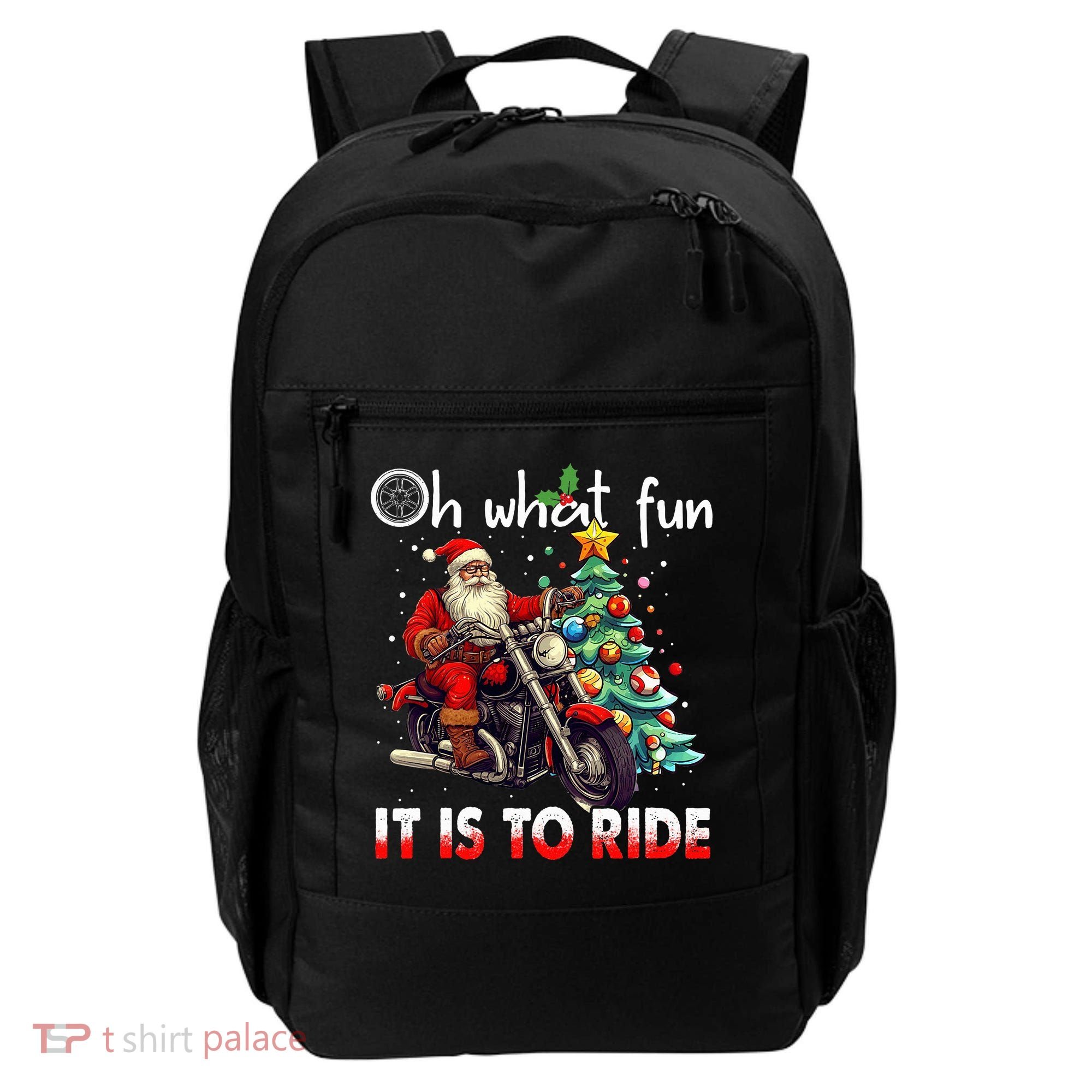 Oh What Fun It Is To Ride Santa Motorcycle  Backpack