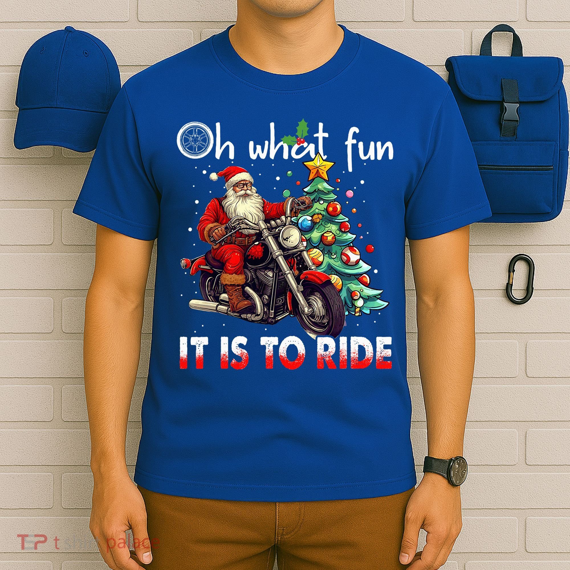 Oh What Fun It Is To Ride Santa Motorcycle  T-Shirt