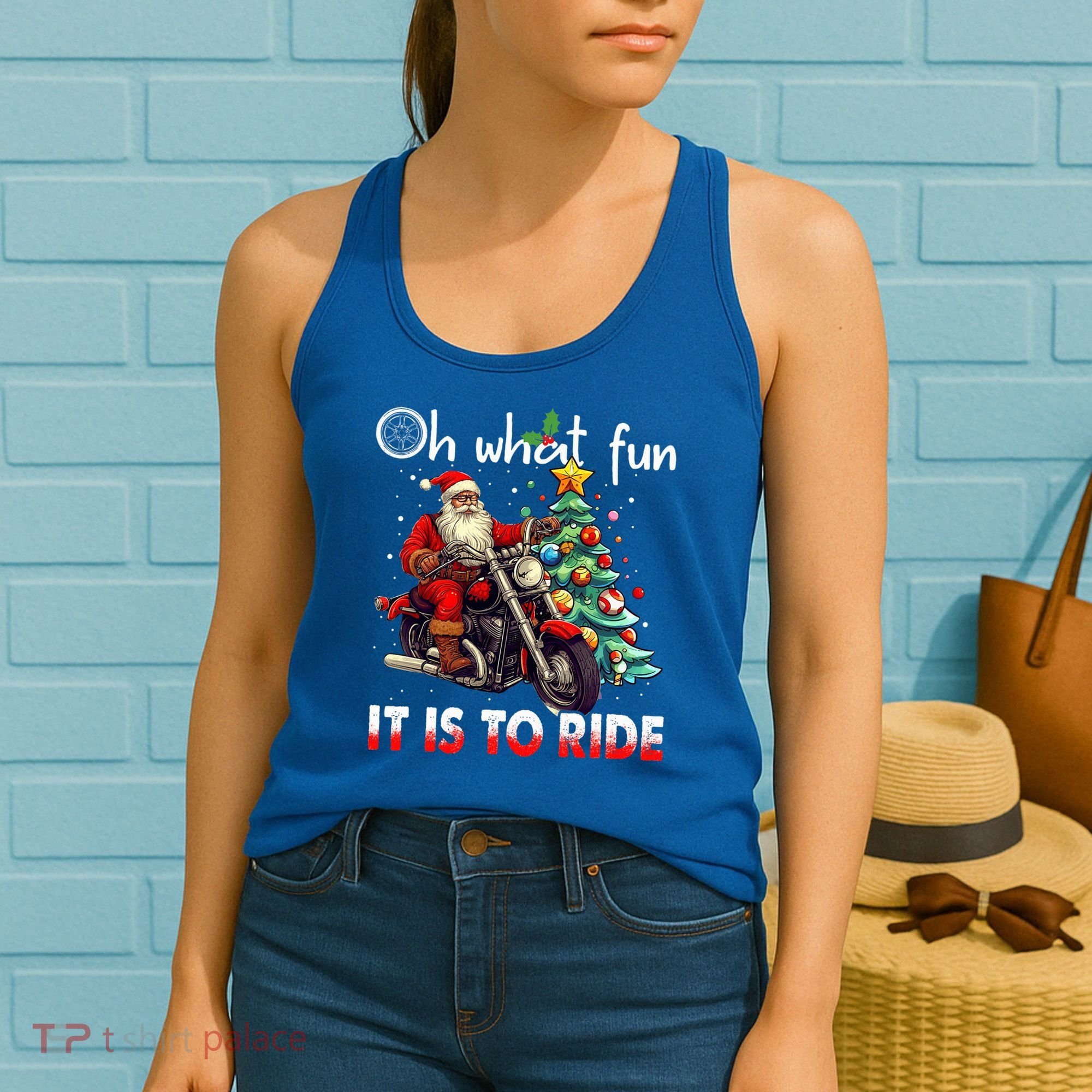 Oh What Fun It Is To Ride Santa Motorcycle  Women's Tank Top
