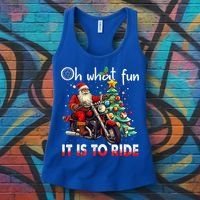 Oh What Fun It Is To Ride Santa Motorcycle  Women's Tank Top thumb 3