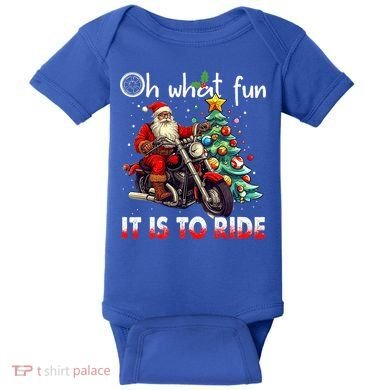 Oh What Fun It Is To Ride Santa Motorcycle  Baby Bodysuit