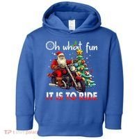 Oh What Fun It Is To Ride Santa Motorcycle  Toddler Hoodie thumb 0