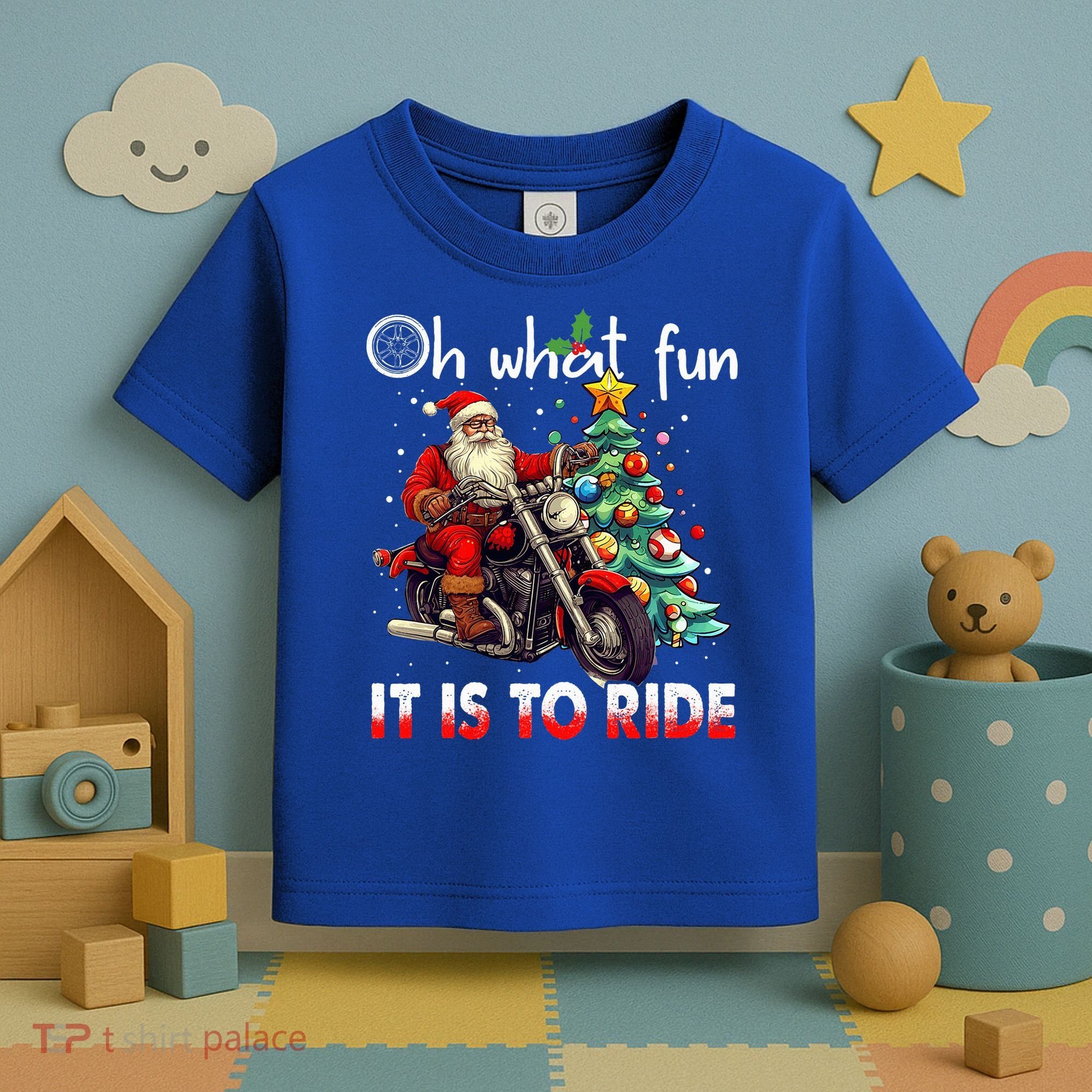 Oh What Fun It Is To Ride Santa Motorcycle  Toddler T-Shirt