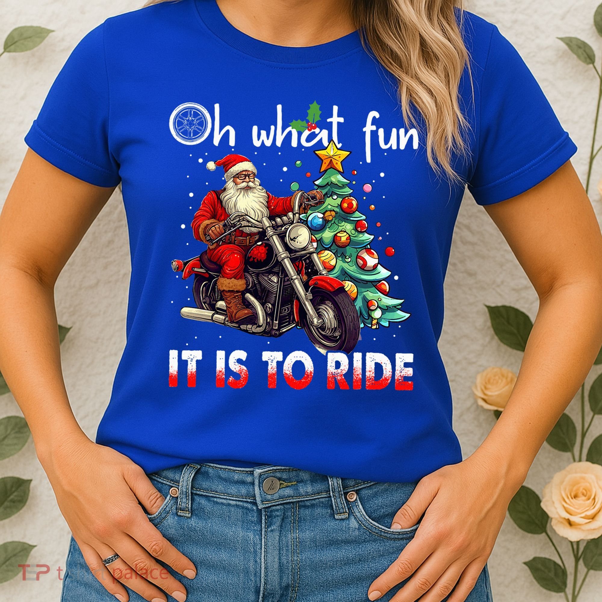 Oh What Fun It Is To Ride Santa Motorcycle  Women's T-Shirt