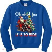 Oh What Fun It Is To Ride Santa Motorcycle  Kids Sweatshirt thumb 0