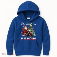 Oh What Fun It Is To Ride Santa Motorcycle  Kids Hoodie thumb 0
