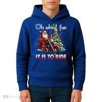 Oh What Fun It Is To Ride Santa Motorcycle  Kids Hoodie thumb 4