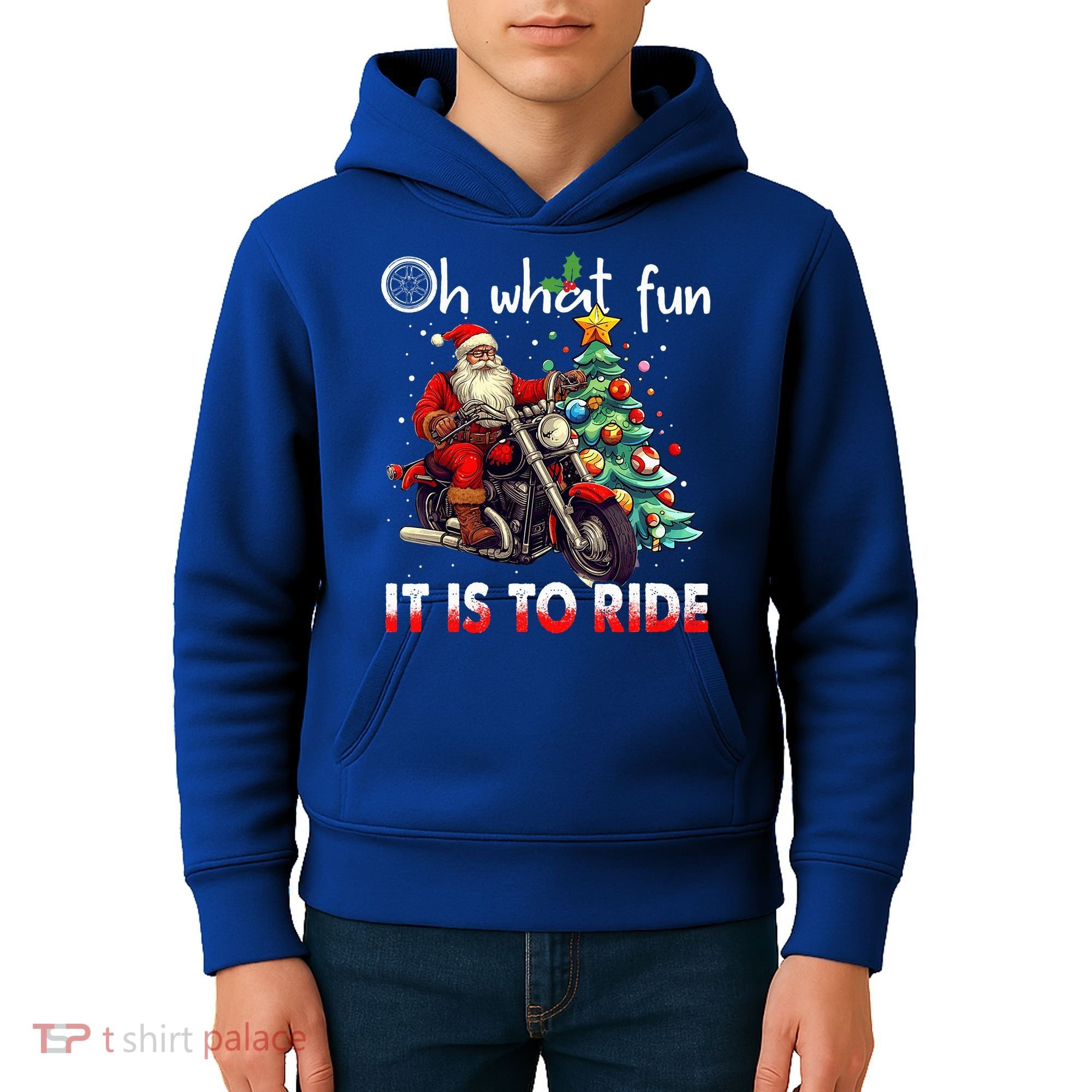 Oh What Fun It Is To Ride Santa Motorcycle  Kids Hoodie