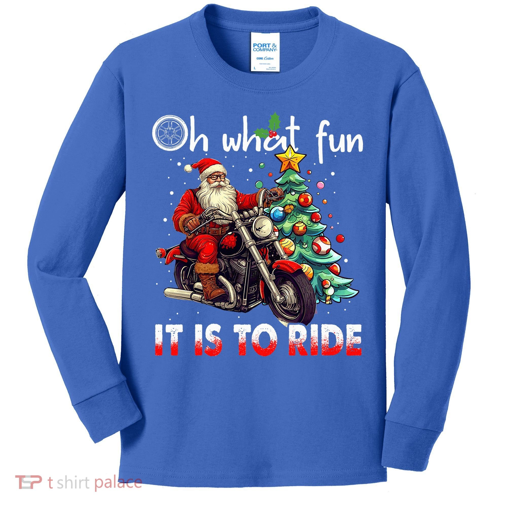 Oh What Fun It Is To Ride Santa Motorcycle  Kids Long Sleeve Shirt