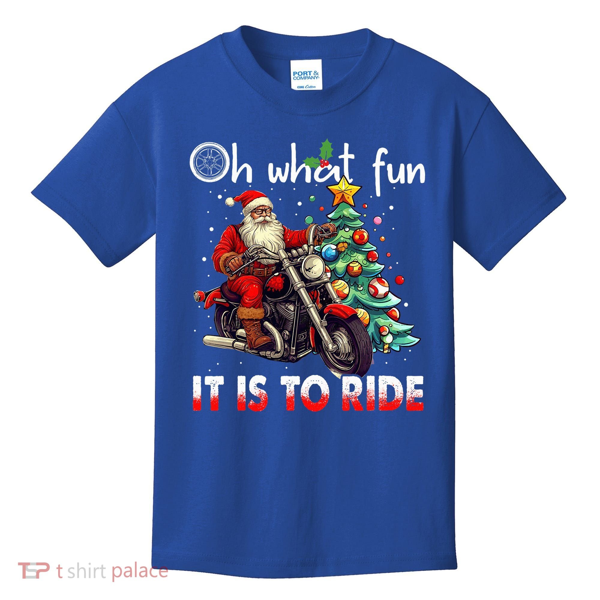Oh What Fun It Is To Ride Santa Motorcycle  Kids T-Shirt