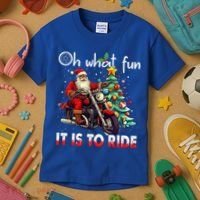 Oh What Fun It Is To Ride Santa Motorcycle  Kids T-Shirt thumb 3