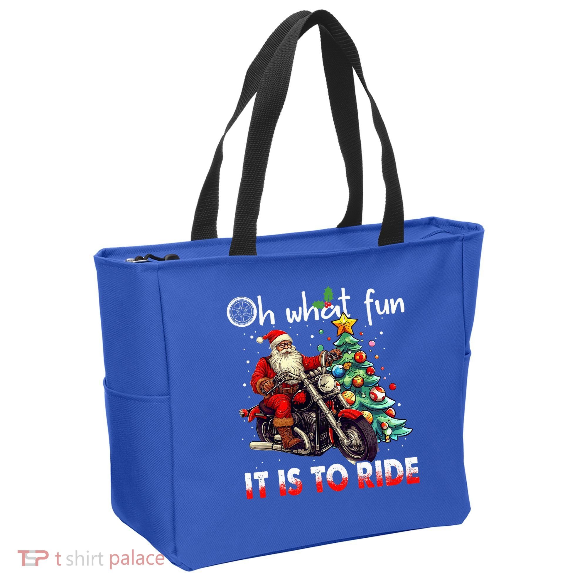 Oh What Fun It Is To Ride Santa Motorcycle  Tote Bag