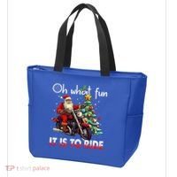 Oh What Fun It Is To Ride Santa Motorcycle  Tote Bag thumb 3