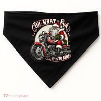 Oh What Fun It Is To Ride Motorcycle Biker Santa Xmas Gift USA-Made Doggie Bandana thumb 0