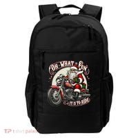 Oh What Fun It Is To Ride Motorcycle Biker Santa Xmas Gift Backpack thumb 0