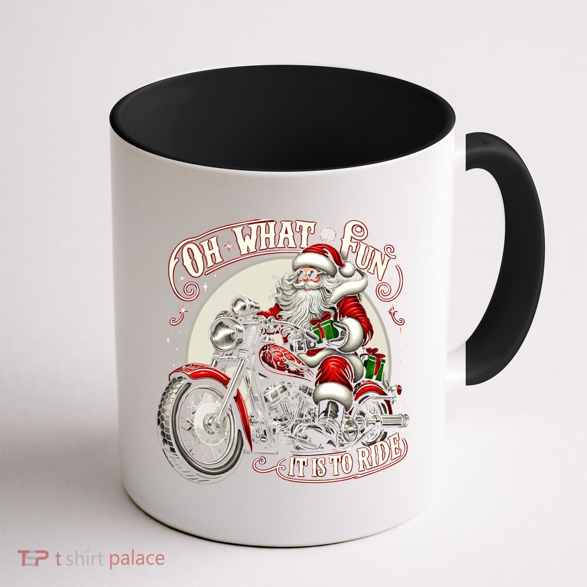 Oh What Fun It Is To Ride Motorcycle Biker Santa Xmas Gift Coffee Mug