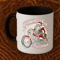 Oh What Fun It Is To Ride Motorcycle Biker Santa Xmas Gift Coffee Mug thumb 2