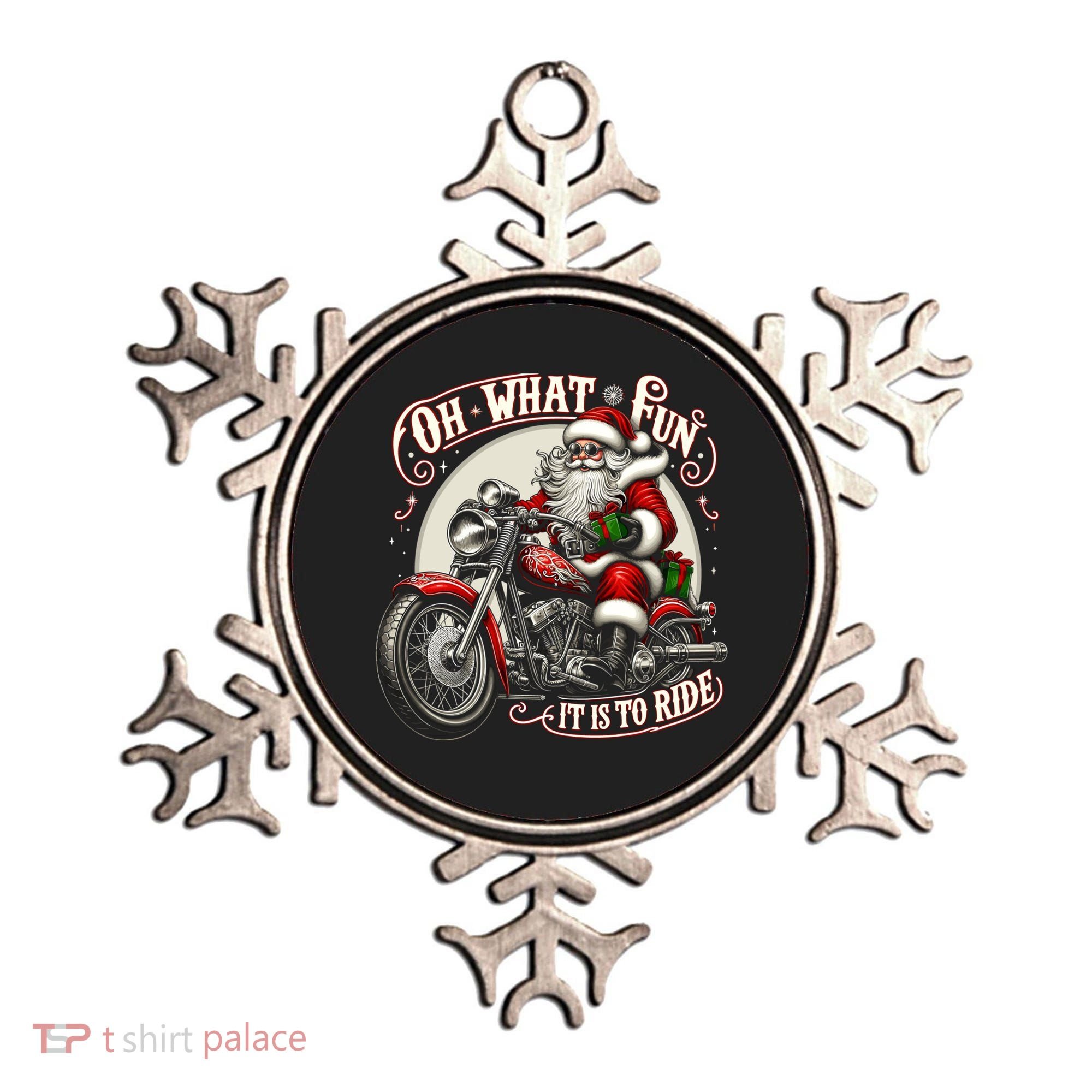 Oh What Fun It Is To Ride Motorcycle Biker Santa Xmas Gift Ornament