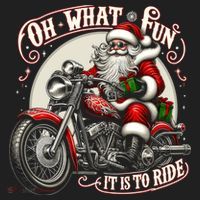 Oh What Fun It Is To Ride Motorcycle Biker Santa Xmas Gift Hat thumb 2